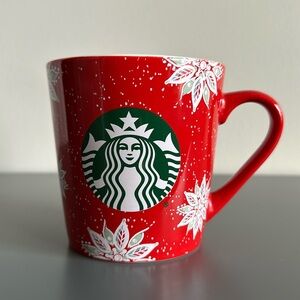 STARBUCKS 2020 HOLIDAY CHRISTMAS MUG CUP RED WITH WHITE POINSETTIAS 18OZ